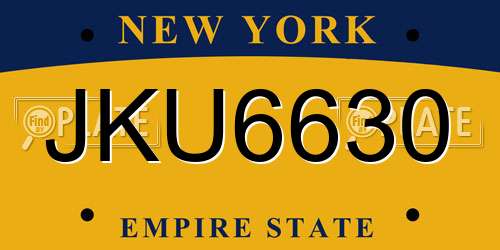 JKU6630 New York License Plate