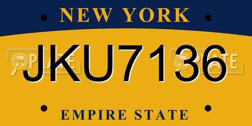 JKU7136 New York License Plate