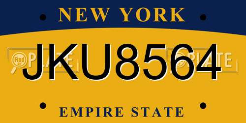 JKU8564 New York License Plate