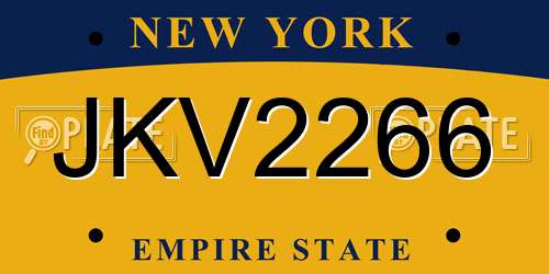 JKV2266 New York License Plate