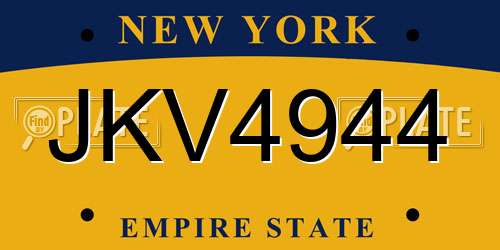 JKV4944 New York License Plate