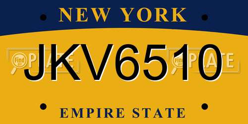 JKV6510 New York License Plate