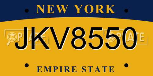 JKV8550 New York License Plate