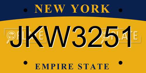 JKW3251 New York License Plate
