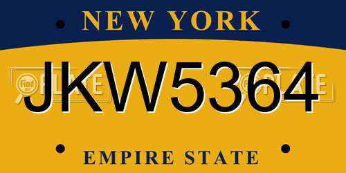 JKW5364 New York License Plate