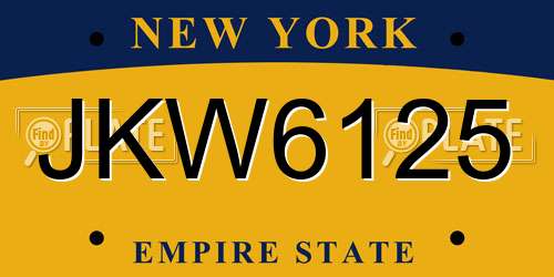 JKW6125 New York License Plate