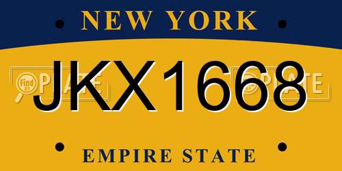 JKX1668 New York License Plate