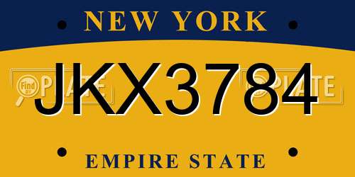 JKX3784 New York License Plate