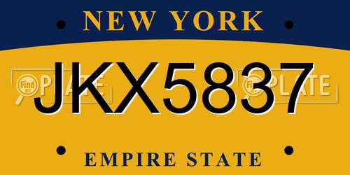 JKX5837 New York License Plate
