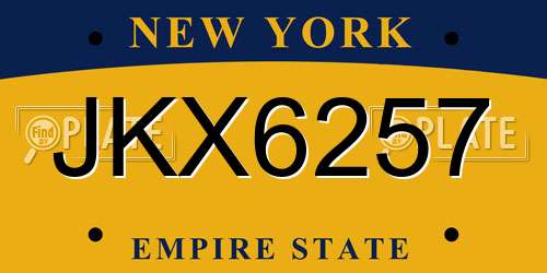 JKX6257 New York License Plate