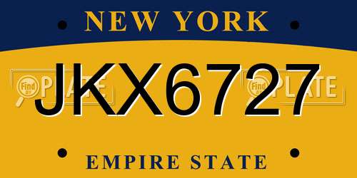JKX6727 New York License Plate