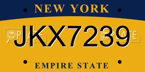 JKX7239 New York License Plate