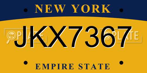 JKX7367 New York License Plate