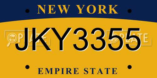 JKY3355 New York License Plate