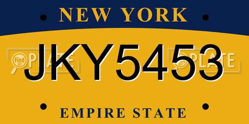 JKY5453 New York License Plate