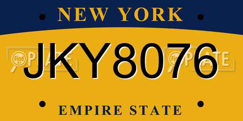 JKY8076 New York License Plate