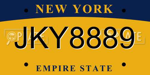 JKY8889 New York License Plate