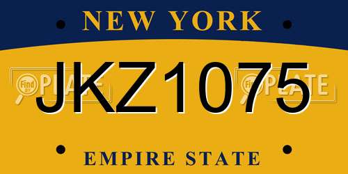 JKZ1075 New York License Plate