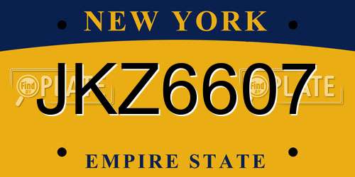 JKZ6607 New York License Plate