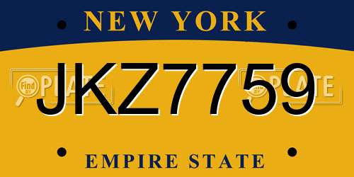 JKZ7759 New York License Plate