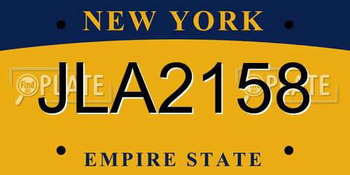 JLA2158 New York License Plate