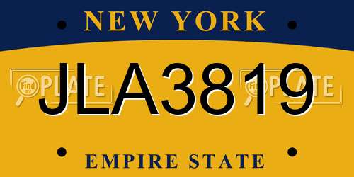 JLA3819 New York License Plate