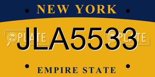 JLA5533 New York License Plate