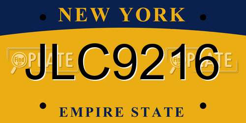 JLC9216 New York License Plate