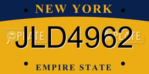 JLD4962 New York License Plate