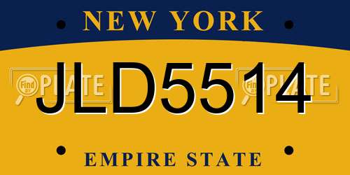 JLD5514 New York License Plate