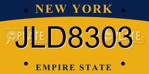 JLD8303 New York License Plate