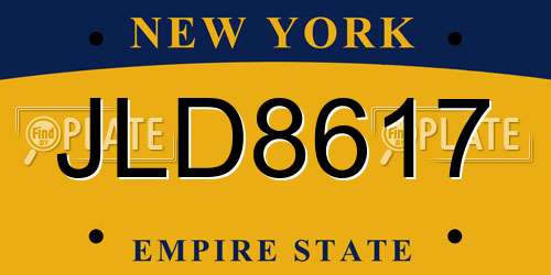 JLD8617 New York License Plate
