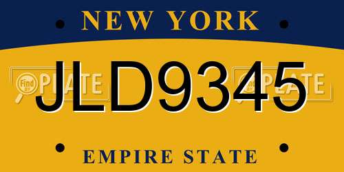 JLD9345 New York License Plate