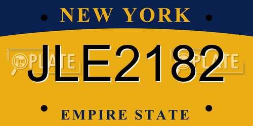 JLE2182 New York License Plate