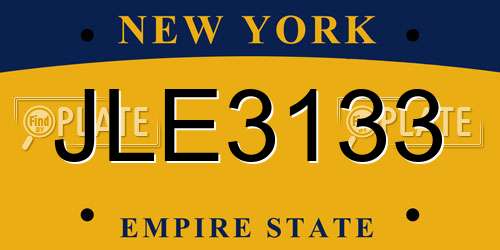 JLE3133 New York License Plate