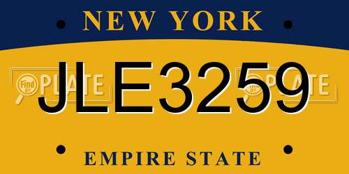 JLE3259 New York License Plate