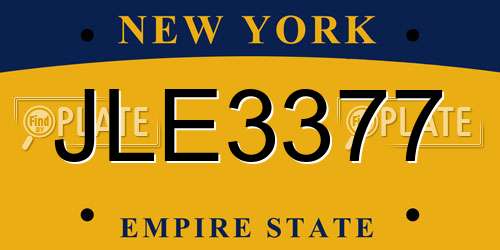 JLE3377 New York License Plate
