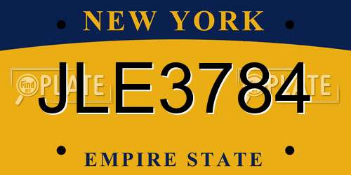 JLE3784 New York License Plate