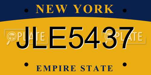 JLE5437 New York License Plate