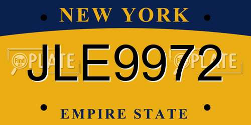 JLE9972 New York License Plate