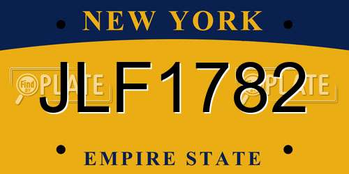 JLF1782 New York License Plate