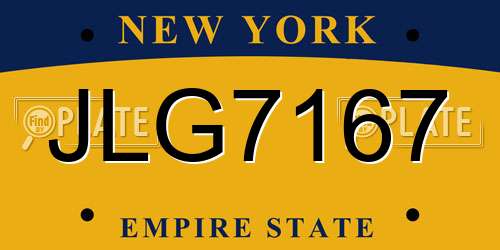 JLG7167 New York License Plate