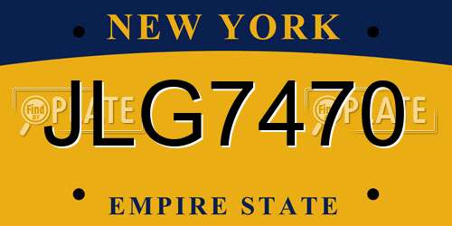 JLG7470 New York License Plate