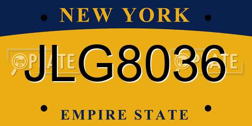 JLG8036 New York License Plate