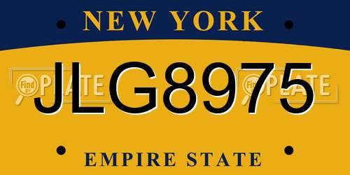 JLG8975 New York License Plate