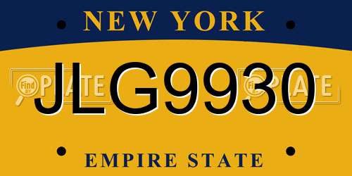 JLG9930 New York License Plate