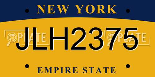 JLH2375 New York License Plate