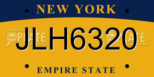 JLH6320 New York License Plate