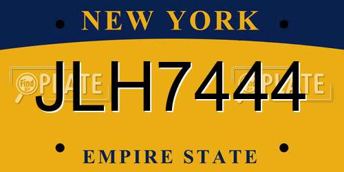 JLH7444 New York License Plate