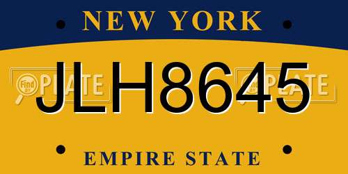 JLH8645 New York License Plate
